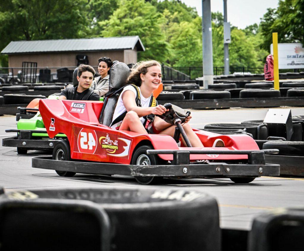 kids driving go karts